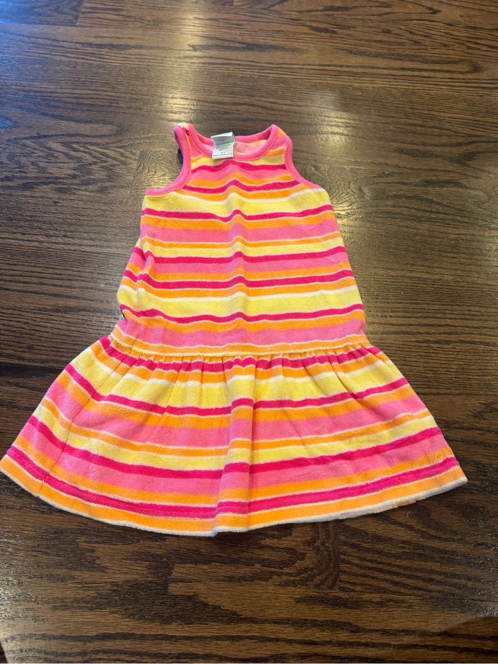 Circo Striped Sleeveless Swim Coverup in Pink, Yellow & Orange